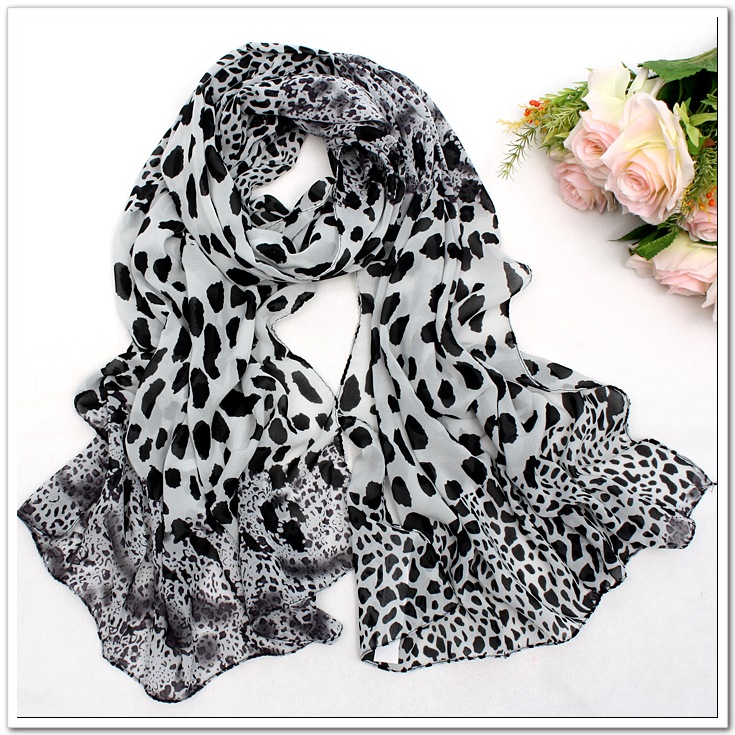 leopard scarf silk chiffon scarves women