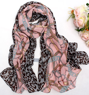Chain leopard silk chiffon scarf wholesale