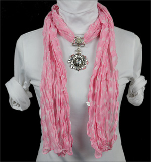 Scarf with pendant jewelry scarf