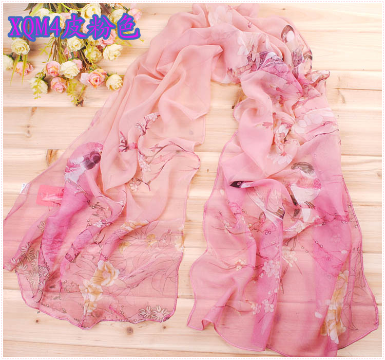 Hand made silk scarves Birds scarf