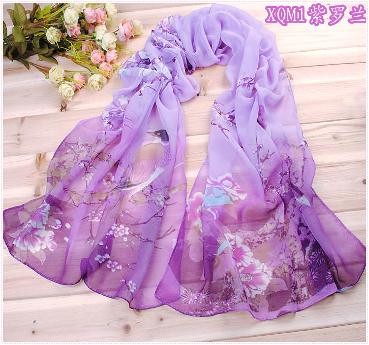Hand made silk scarves Birds scarf