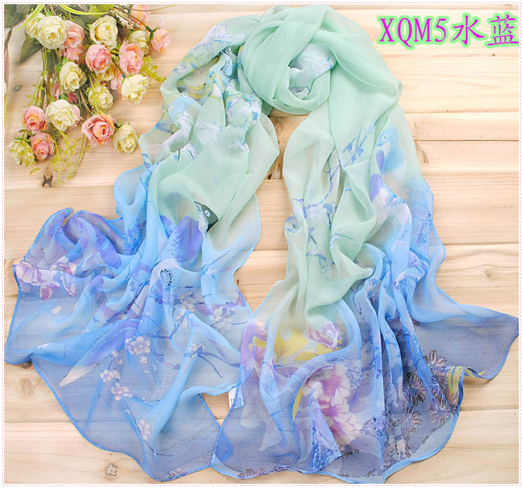 Hand made silk scarves Birds scarf