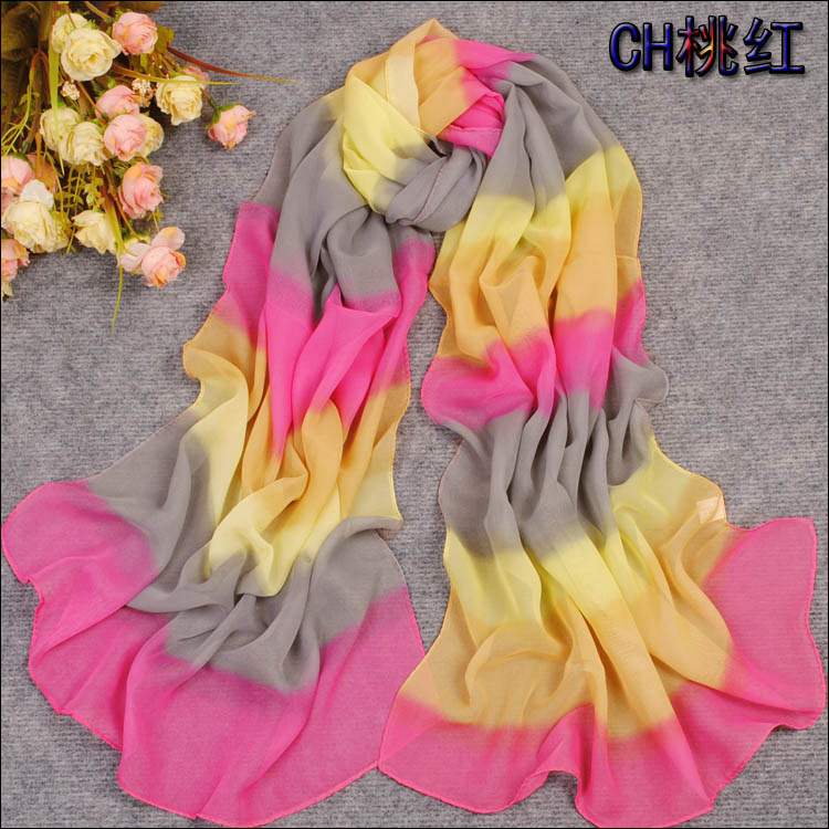 Colorful scarves accessories elegant stripe silk scarves