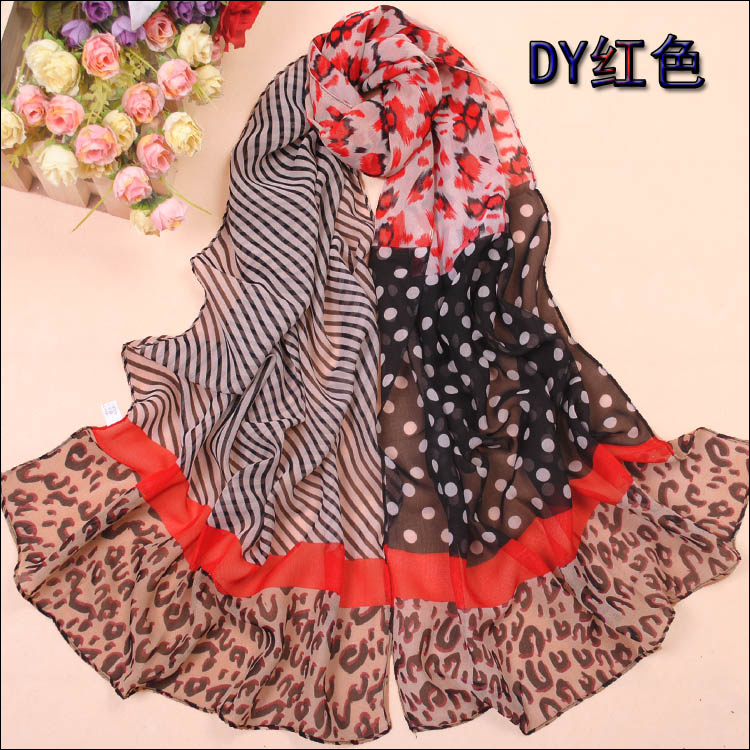 Fashionable Women Scarves Chiffon Leopard Scarves