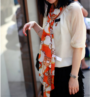 Chiffon chain carriage scarf women inkjet long silk scarf