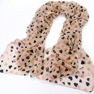 Georgette chiffon summer inkjet peach heart girl silk scarf