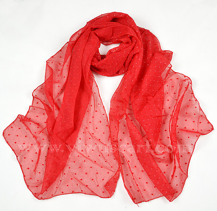Hot fix rhinestone chiffon scarf