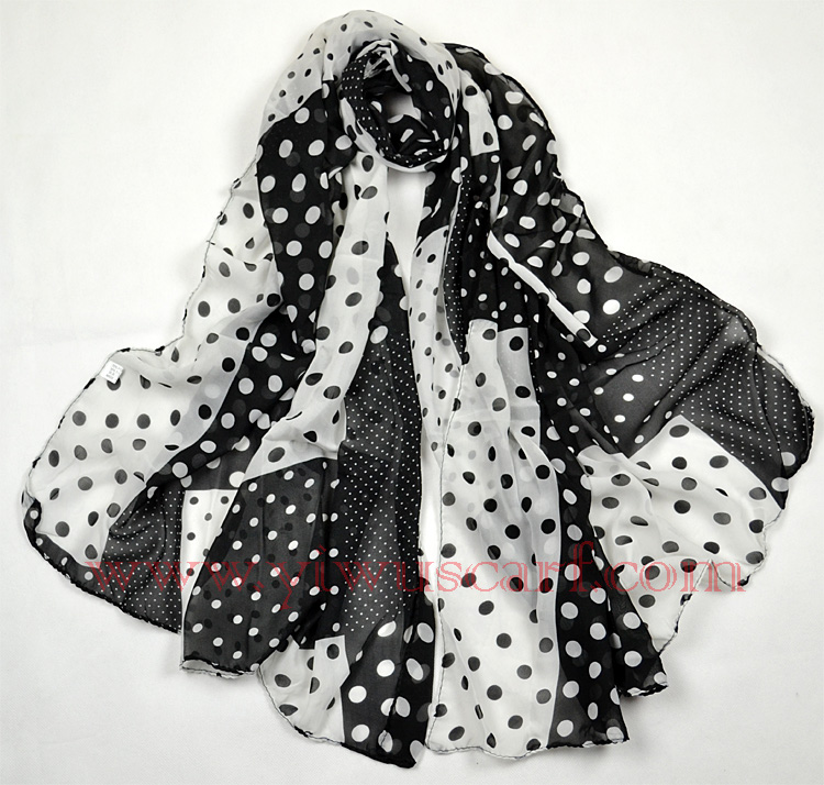 Polka dot chiffon scarf