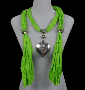 hot polyester heart pendant scarf