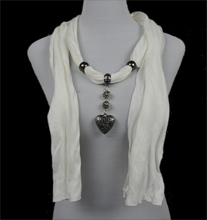 pendant scarf silver heart jewelry