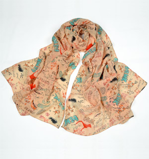 silk shawl print scarf