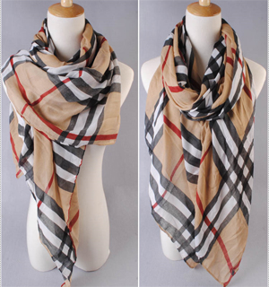 Large plaid cotton scarves