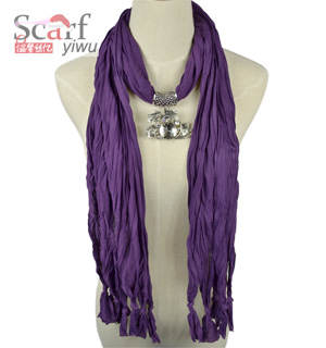 Elliptical Pendant Scarf Dark Purple