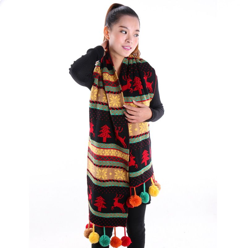 Winter knitted woolen scarves shawl deer