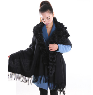 100% pure wool rabbit fur shawl