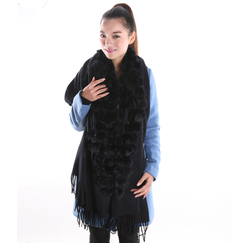 100% pure wool rabbit fur shawl