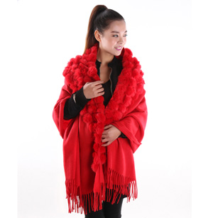 100% pure wool rabbit fur shawl