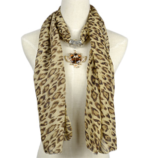 Owl Leopard pendant jewelry scarf