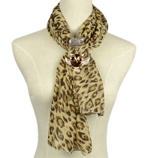 Owl Leopard pendant jewelry scarf