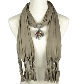Flowers pendant scarf zinc alloy jewelry scarves accessories