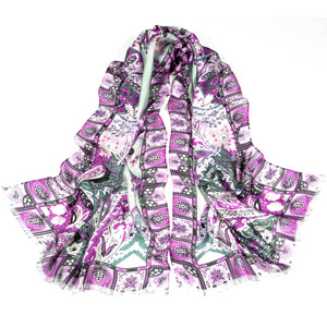 Womens scarf Silk Large Cashew Printing Shawl