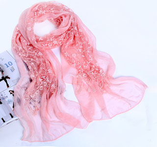 lace scarf with silk scarf
