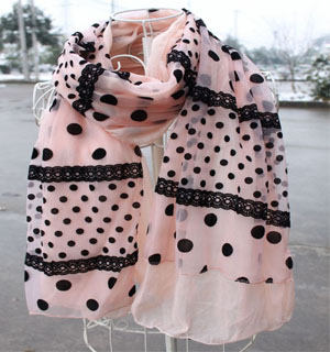 Dots silk scarves lace scarf