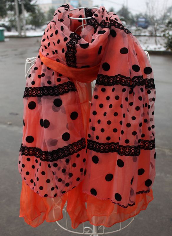 Dots silk scarves lace scarf