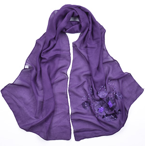 Embroidered silk scarf wholesale