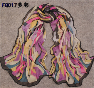 Colorful hand painted scarves