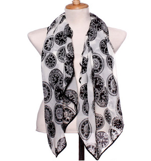 Clock fashion Chiffon Scarves