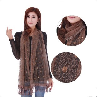 lace fabric long scarf for lady
