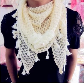 lace triangle cotton scarf for winter