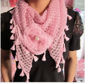 lace triangle cotton scarf for winter