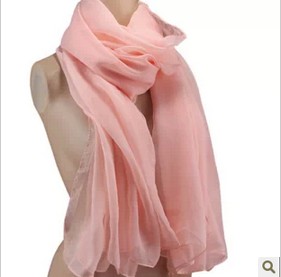 pure color silk chiffon pandant scarf