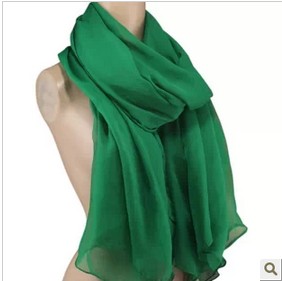 pure color silk chiffon pandant scarf
