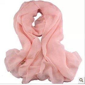 pure color silk chiffon pandant scarf