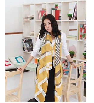 stripe cotton silk scarf