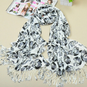 wholesale cheap skull print cotton scarf