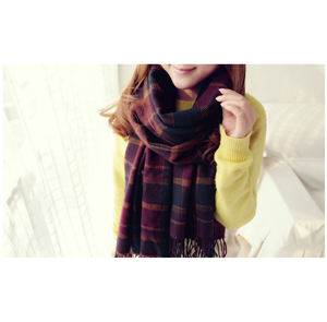 fashion checked cashmere acrylic shawl scarf