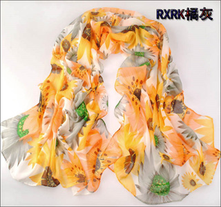 sun flower silk scarf