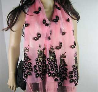 Peacock gilt double scarf