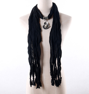 Crystal Rhinestone Heart Scarf Pendant Necklace scarves