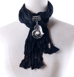 Crystal Rhinestone Heart Scarf Pendant Necklace scarves