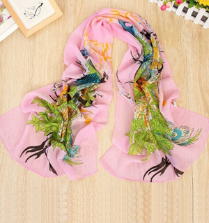 Peacock Peony printed scarves wholesale