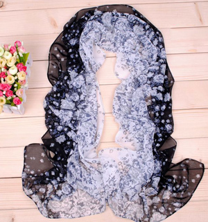 Gradient colored flowers printed scarves wholesale