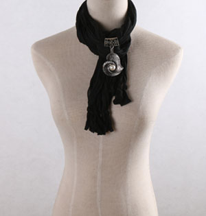 Heart pendant black scarves wholesale