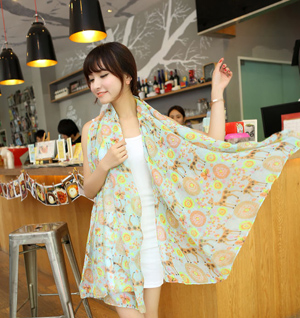 Women colored voile scarf shawl