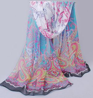 Wholesale Women Thin section silk flower scarf