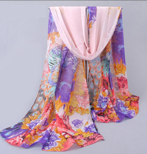Thin section peony printed scarf silk shawls wholesale